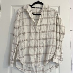 HM White Plaid Long Sleeve